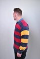 90'S RUGBY POLO JERSEY, LONG SLEEVE STRIPED POLO SHIRT