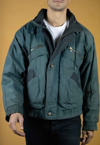 VINTAGE NEW FAST SKI PUFFER JACKET IN GREEN M