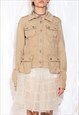 VINTAGE Y2K GUESS JACKET CARGO POCKET COAT IN BEIGE