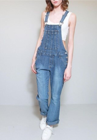 VINTAGE 1990'S DARK WASH LONG DENIM DUNGAREES