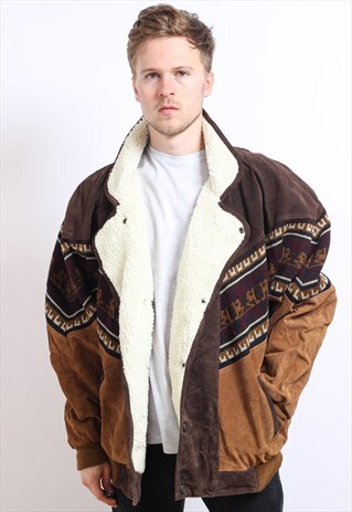 VINTAGE AZTEC FLEECE LINED JACKET