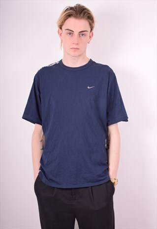 NIKE MENS VINTAGE T-SHIRT TOP LARGE NAVY BLUE 90'S