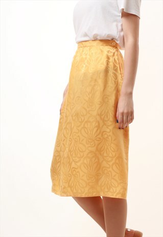 90S VINTAGE MIDI LEIGHTWEIGHT YELLOW SKIRT 971