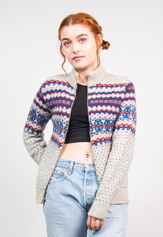 VINTAGE PATTERNED KNIT FAIRILSE CARDIGAN