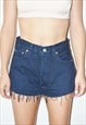 VINTAGE 90S LEVIS 501 HIGHWAISTED NAVY BLUE DENIM SHORTS