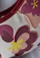 VINTAGE 90S FLORAL HANDBAG BEADS BURGUNDY & WHITE