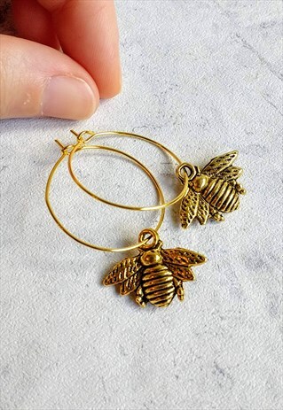 BEE HOOP EARRINGS