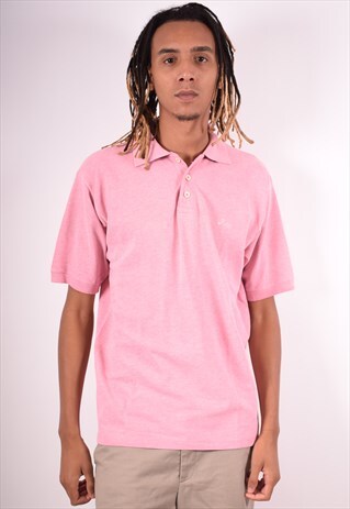 ASICS MENS VINTAGE POLO SHIRT LARGE PINK 90S