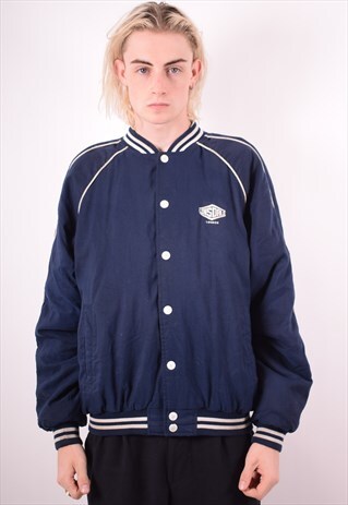 LONSDALE MENS VINTAGE VARSITY JACKET LARGE NAVY BLUE 90S