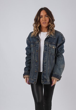DENIM JACKET OVERSIZED FITTED VINTAGE UK 18 - 20 (HW3P)