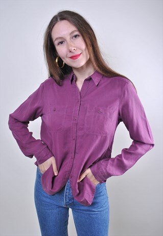 WOMAN PURPLE VINTAGE MINIMALIST BLOUSE