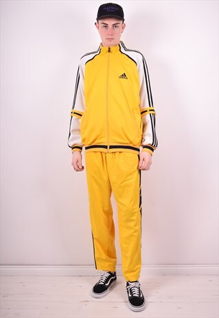 ADIDAS MENS VINTAGE FULL TRACKSUIT MEDIUM YELLOW 90'S