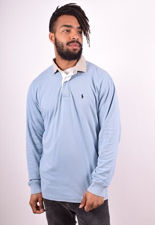 POLO RALPH LAUREN MENS VINTAGE POLO SHIRT XL BLUE 90S