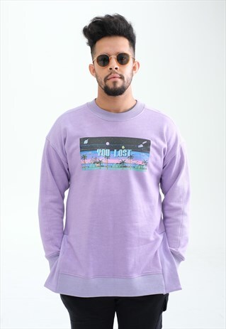 PURPLE 'GAME OVER' RELAXED ORGANIC SWEATSHIRT