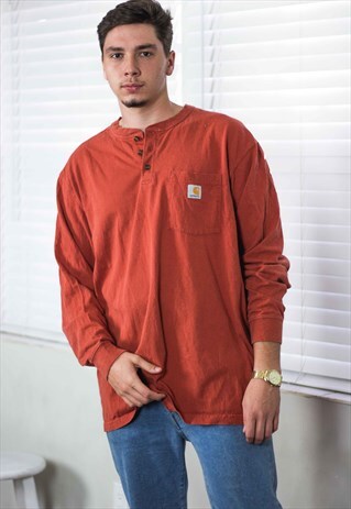 VINTAGE CARHARTT T-SHIRT LONG SLEEVE LOGO 90S XL 14