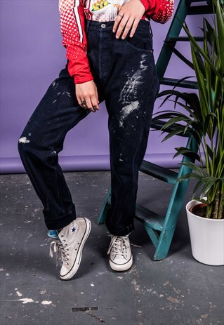 VINTAGE LEVI'S BLUE PAINT MOM JEANS
