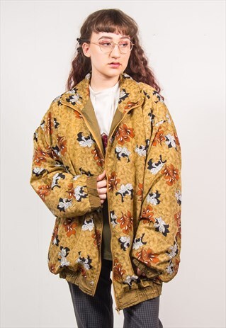 VINTAGE 90'S MULTICOLOUR FLORAL OVERSIZED BOMBER JACKET