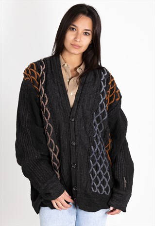 VINTAGE 80S COOGI STYLE KNITTED CARDIGAN / S0285