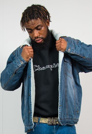 VINTAGE WRANGLER SHEARLING LINED DENIM JACKET