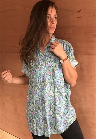 PATTERNED OVERSIZED RETRO VINTAGE UNISEX FESTIVAL SHIRT