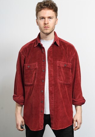 VINTAGE CORDUROY CORD SHIRT RED