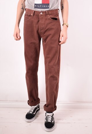 LEVI'S 501 MENS VINTAGE JEANS W33 L34 BROWN 90S