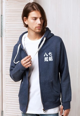 JAPANESE ZIP UP HOODIE SHICHITEN JAPAN CALLIGRAPHY HOODIES