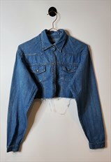 Upcycled Vintage Denim Crop Shirt Jacket Size 8-10