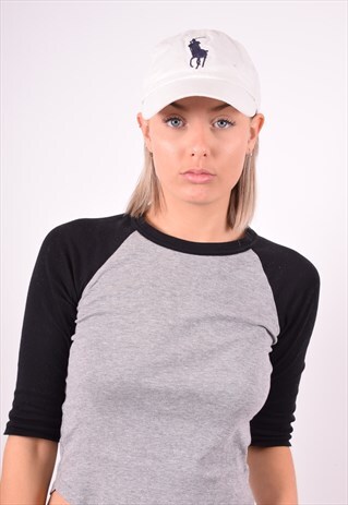 POLO RALPH LAUREN WOMENS VINTAGE CAP ONE SIZE WHITE 90'