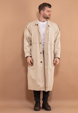 Vintage 90's Men Longline Mac Coat in Beige