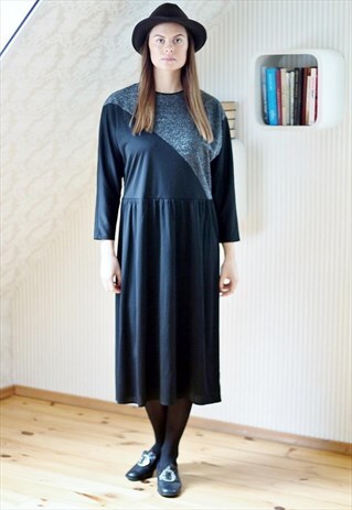 BLACK AND SILVER BATWING DRESS