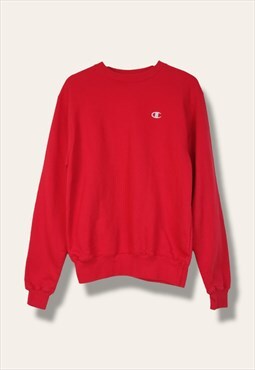Vintage Champion Sweatshirt Grey logo in Red L