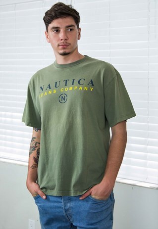 VINTAGE NAUTICA T-SHIRT LOGO 90S XL 7.8