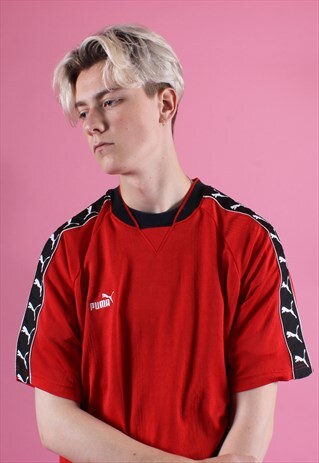 PUMA RED AND BLACK FOOTBALL TEE