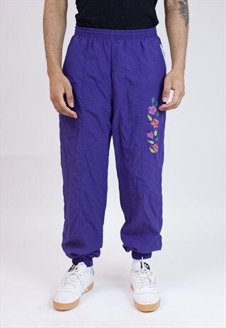 VINTAGE 90S PATTERNED PURPLE TRACKSUIT BOTTOMS