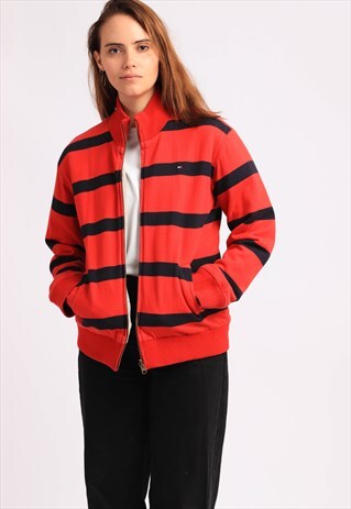 VINTAGE TOMMY HILFIGER EMBROIDERED SHERPA ZIP-UP JUMPER