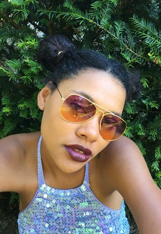 PURPLE/ORANGE OMBRE AVIATOR SUNGLASSES