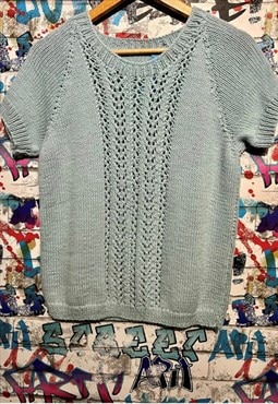 Handmade blueround neck nana knit