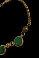 80'S GOLD METAL COSTUME JEWELLERY GREEN STONE NECKLACE