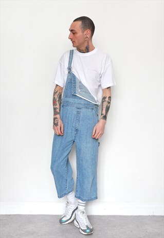 90S GAP FESTIVAL STRIPED DENIM DUNGAREES BLUE