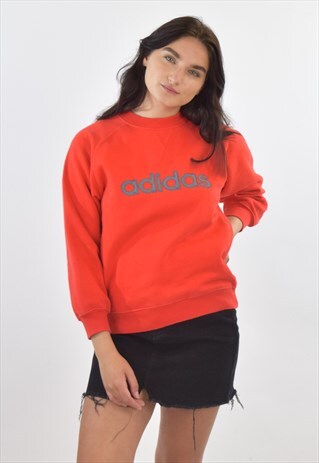 VINTAGE 90S RED ADIDAS CREW NECK SWEATSHIRT