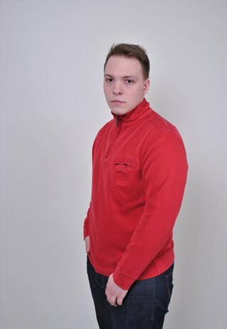 90S VINTAGE HIGH NECK SWEATSHIRT, QUATER ZIPP SPORT SHIRT