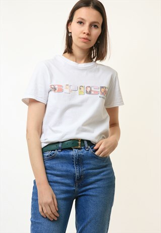 VINTAGE GRAPHIC PRINT SPICE GIRLS WOMAN WHITE TSHIRT 4735