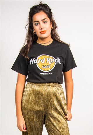 VINTAGE 90'S HARD ROCK CAFE BLACK AMSTERDAM T-SHIRT