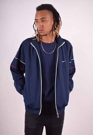 NIKE MENS VINTAGE TRACKSUIT TOP JACKET LARGE BLUE 90S