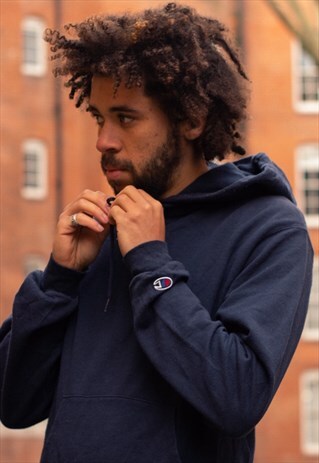 VINTAGE CHAMPION HOODIE IN NAVY