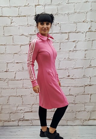 VINTAGE PINK ADIDAS LONG LENGTH TRACKSUIT JACKET