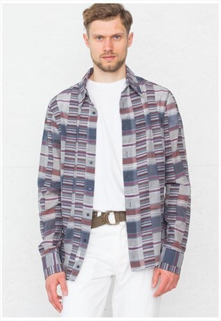 VINTAGE BLUE RED JUST CAVALLI LONG SLEEVE SHIRT