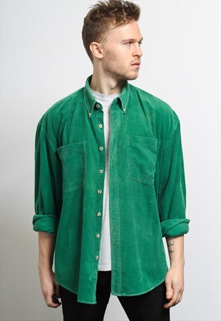 VINTAGE CORDUROY CORD SHIRT GREEN