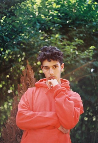 ORANGE HEAVYWEIGHT HOODIE WITH WOVEN LABEL DETAILS